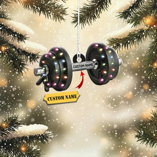 Dumbbell Weight training Exercise Christmas light Tree Ornament, Equipment Xmas, Ornament Decoration, Ornament For Gift, Ornament Christmas