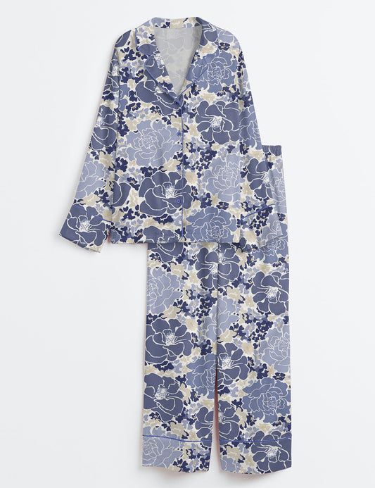 Women’s Floral Beats Bright Long Sleeve Satin Pajama Set