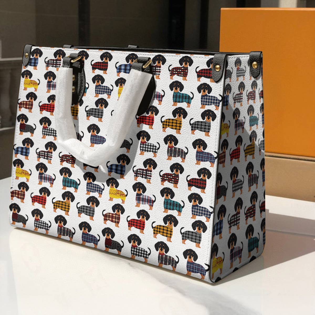 Leather Bag Amazing Flannel Dachshund