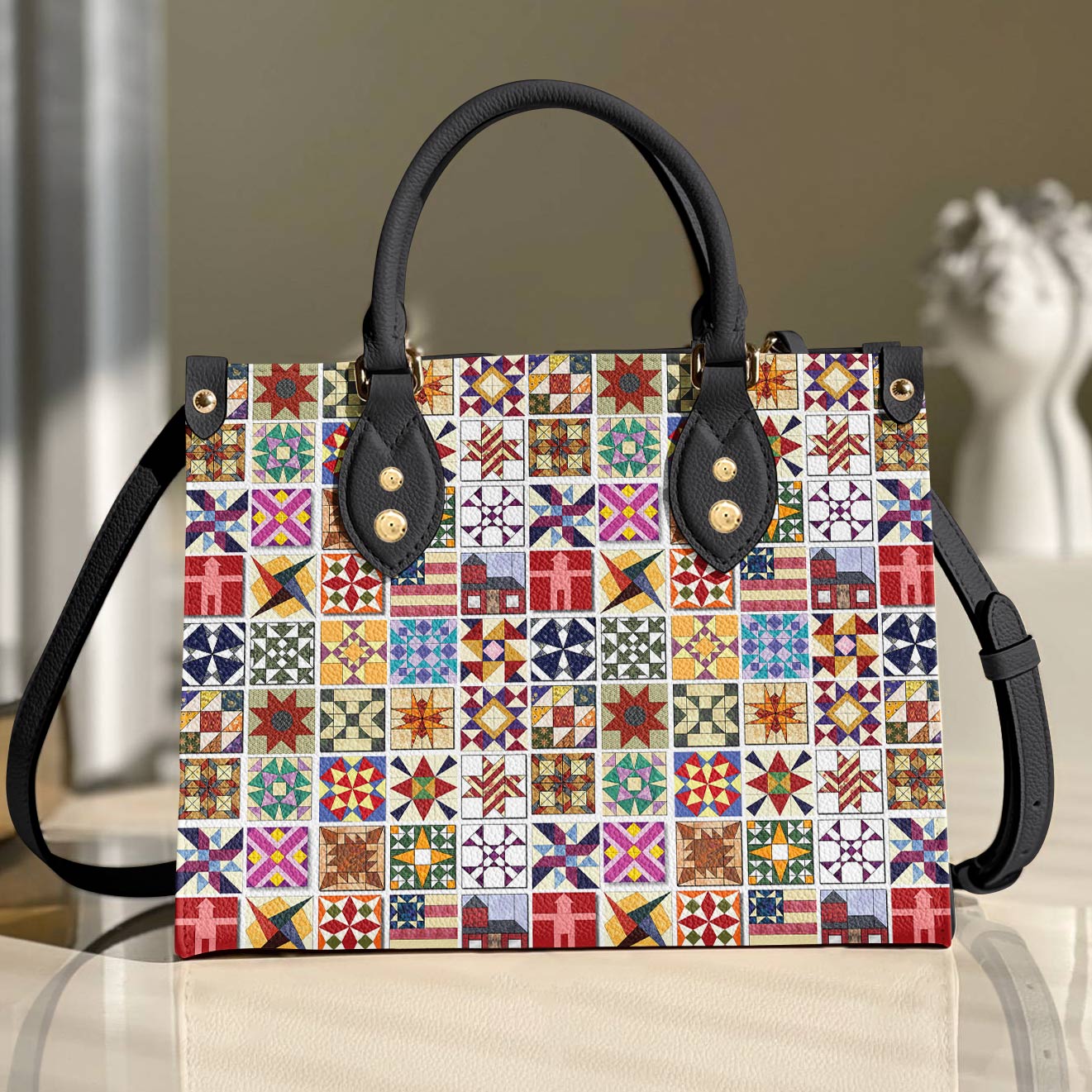 Leather Bag Beautiful Quilt Block Symphony