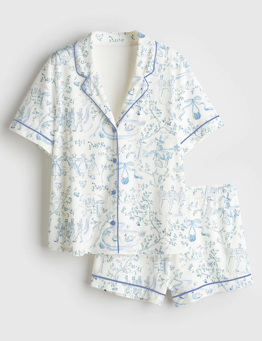 Women’s 12 Days Of Christmas Short Sleeve Satin Pajama Set