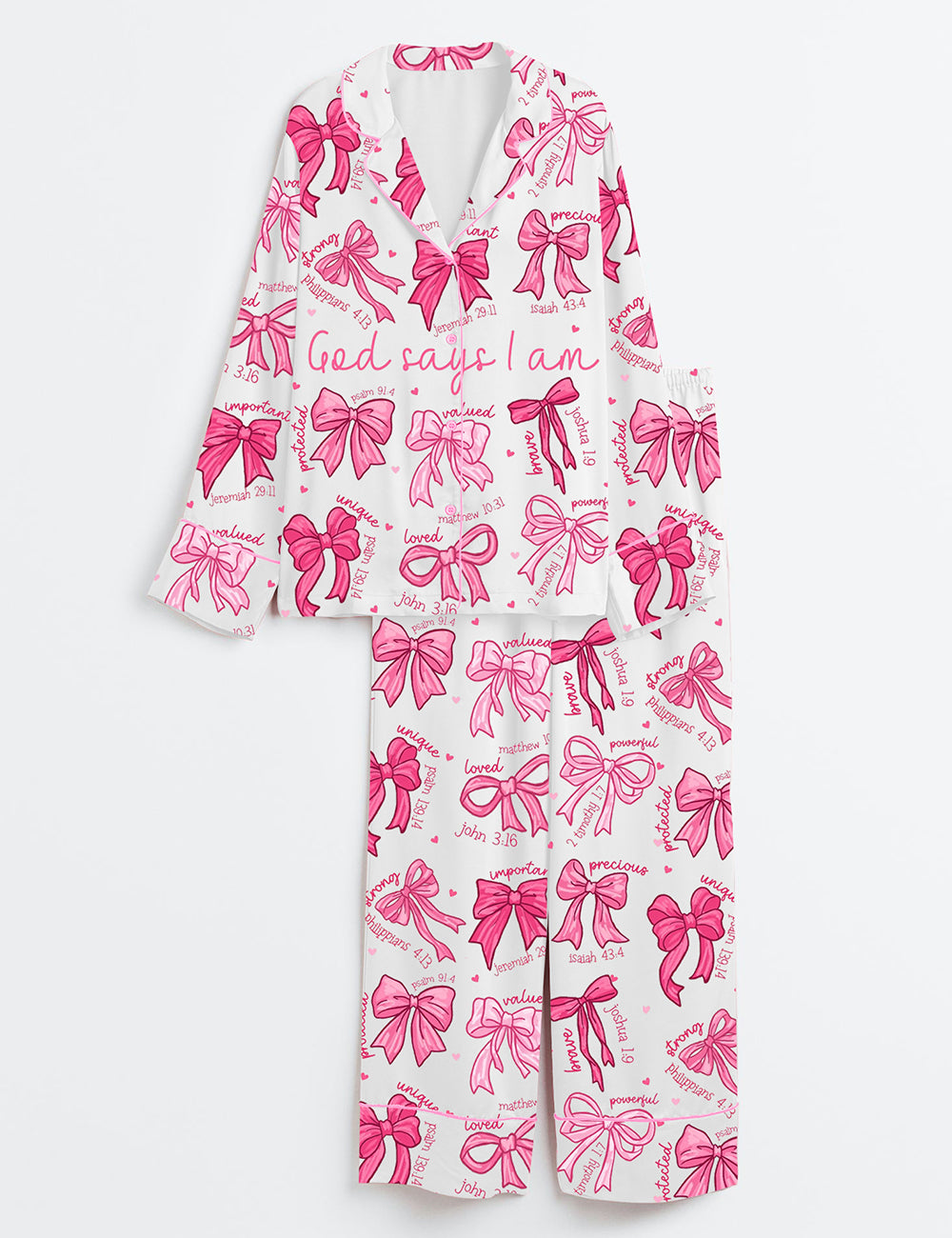 Women’s God Says I Am Coquette Christian Long Sleeve Satin Pajama Set