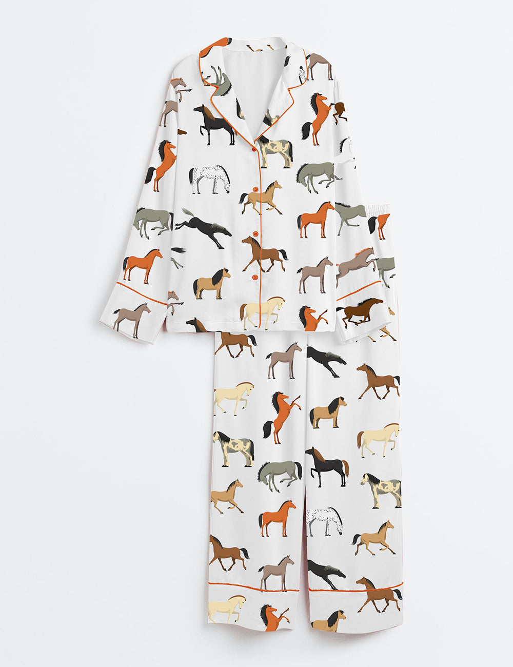 Women's Horse Long Sleeve Satin Pajama Set