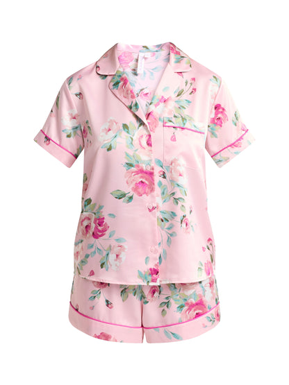 Joyspun Women’s and Women’s Plus Bridal Satin Shortie Pajama Set, Sizes XS to 3X