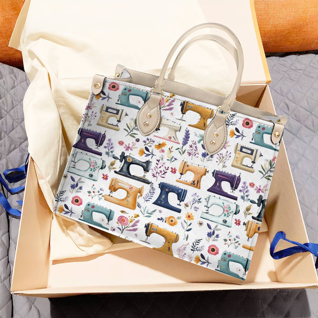 Leather Bag Floral Sewing Machines