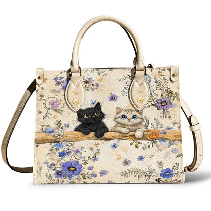 Leather Bag Cute Blossom Kittens