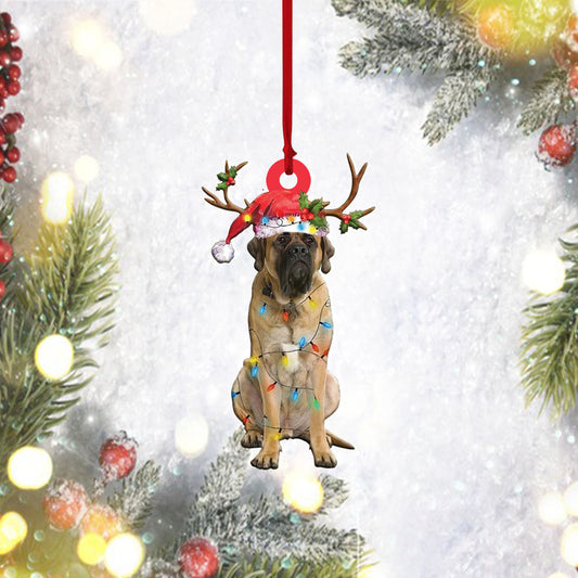 English Mastiff Christmas Lights Shape Mica Plastic Ornament, Pet Lovers Gift, Christmas Ornament, Christmas Decor, Christmas Gift, Ornament Decoration, Ornament Christmas - TeeZworldVN