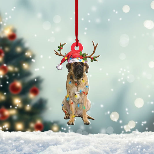 English Mastiff Christmas Lights Shape Mica Plastic Ornament, Pet Lovers Gift, Christmas Ornament, Christmas Decor, Christmas Gift, Ornament Decoration, Ornament Christmas - TeeZworldVN