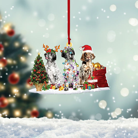 English Setter-Christmas Dog Friends Hanging Christmas Plastic Hanging Ornament, Ornament Decoration, Ornament Christmas - TeeZworldVN