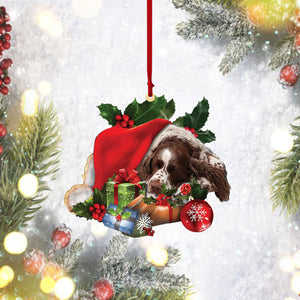 English Springer Spaniel-Sleeping In Hat Two Sides Ornament Dog Sleeping Ornament, Ornament Decoration, Ornament Christmas - TeeZworldVN