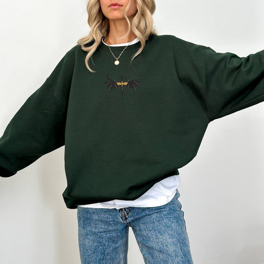 Embroidered Basgiath Sweatshirt, Embroidery Dragon Riders, Fourth Wing Kids Sweatshirt, Embroidery Fantasy Reader, Embroidered Die Or Fly