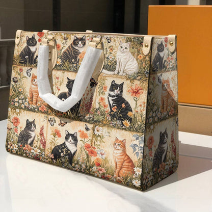 Leather Bag Vintage Cat Garden Lovely