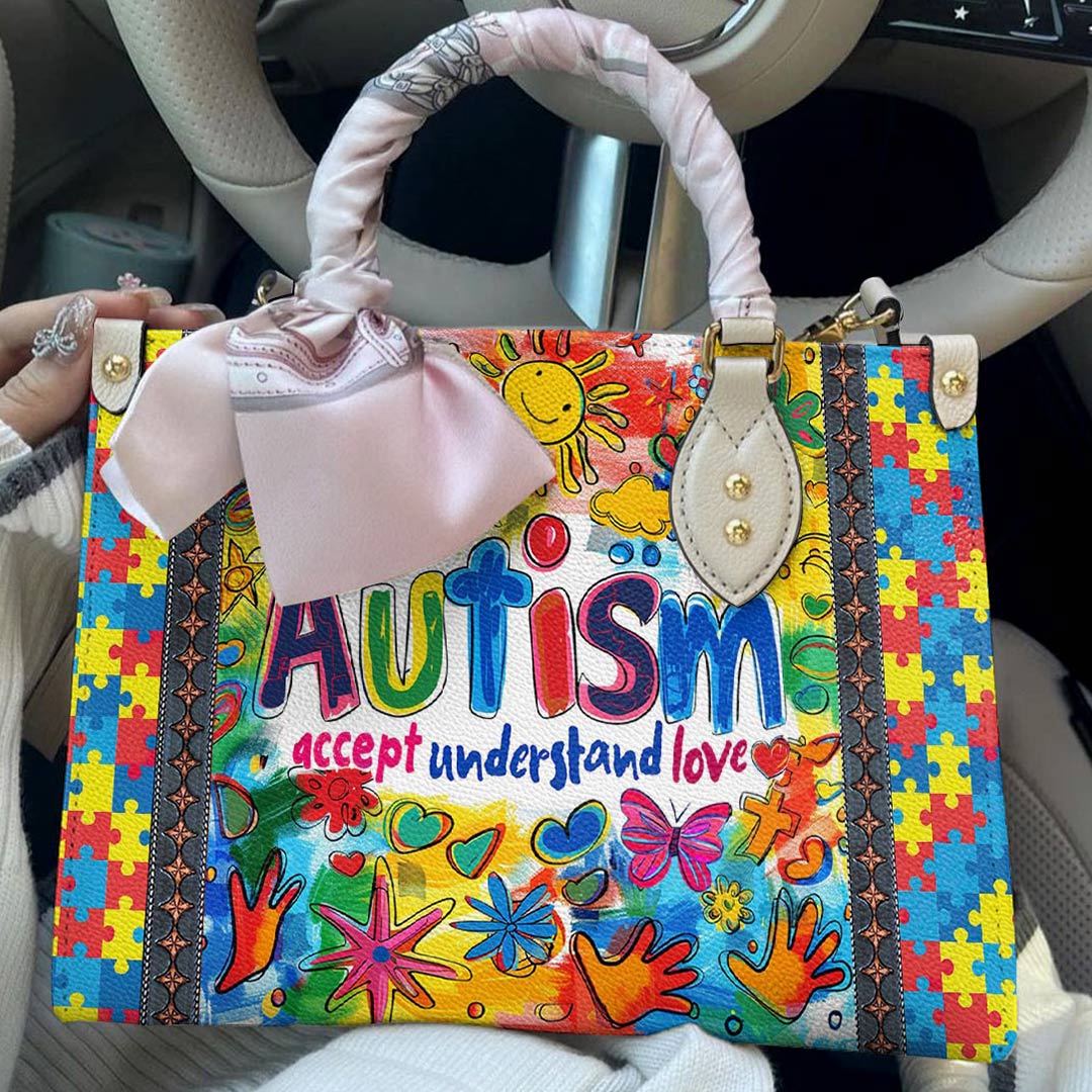 Leather Bag Autism Accept Understand Love