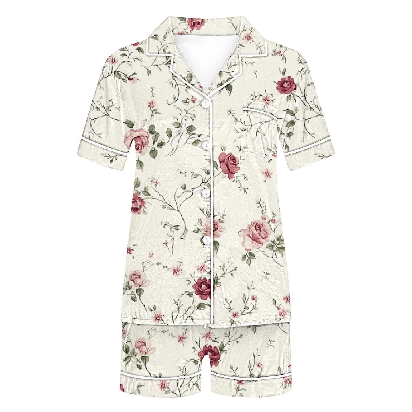 Oalirro Pajama for Women Set Two Piece Short Sleeve Button Down Pajamas Sets Summer Soft Lounge Sets for Women Sleepwear PJS