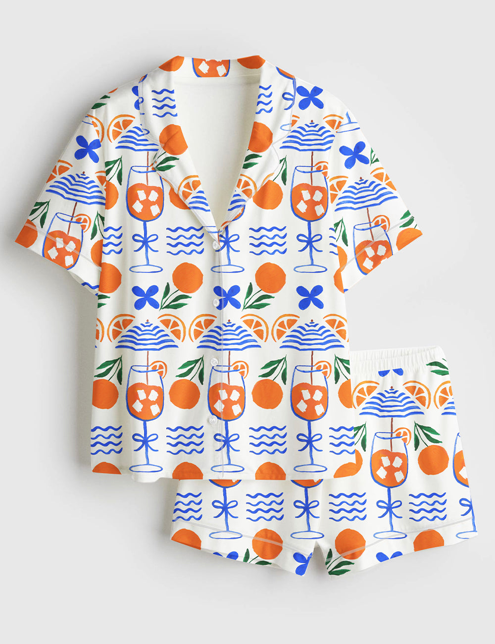 Women’s Looking Forward To An Aperol Spritz On A Summer Beach Short Sleeve Satin Pajama Set