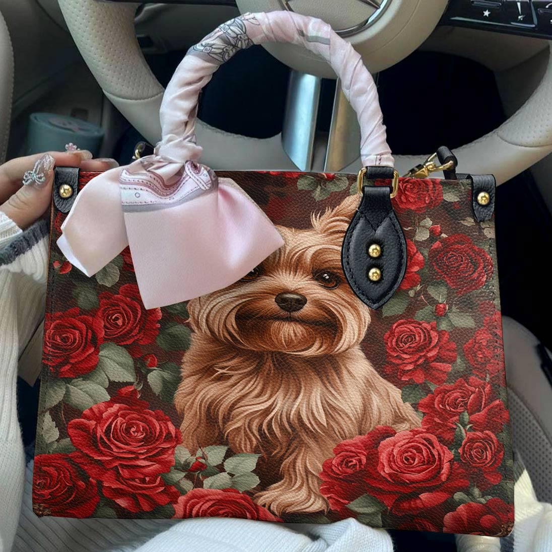Yorkie Leather Bag Scarlet Rose Yorkie