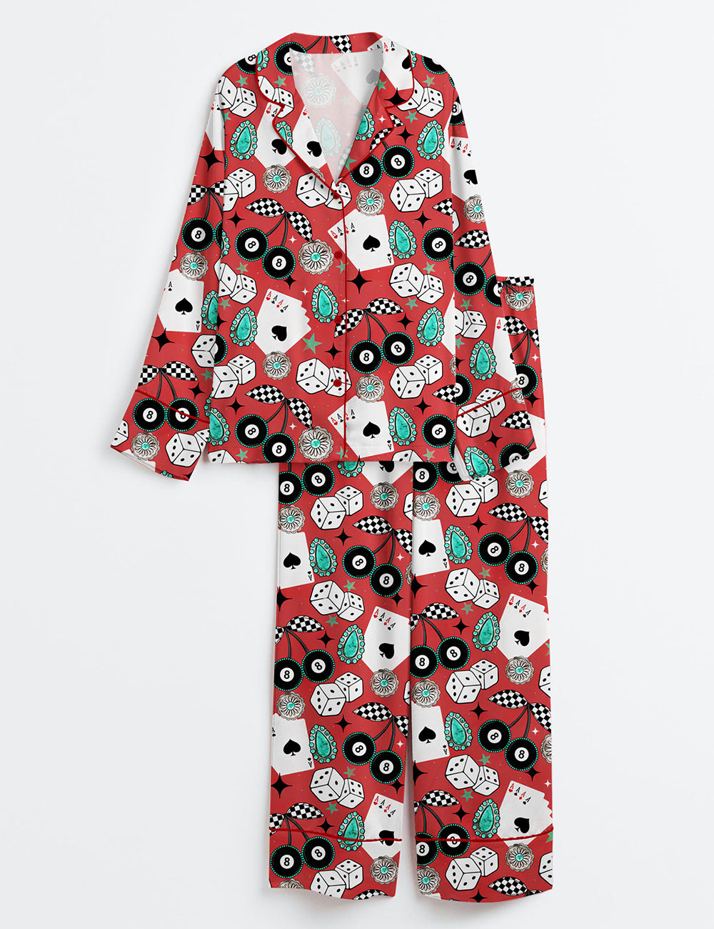 Women’s Western Art Print Long Sleeve Satin Pajama Set