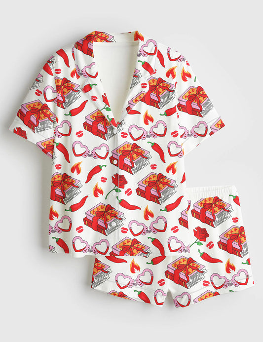 Women’s Spicy Smutty Book  Reading Book Lover Short Sleeve Satin Pajama Set