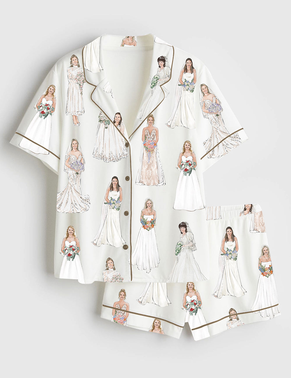 Women’s Bride Wedding Happy Ending Short Sleeve Satin Pajama Set