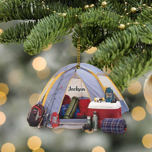 Family Camping Tent Ornament Travel Trailer Camping Christmas Ornament Family Ornaments for Christmas Tree Camping Xmas Ornament Acrylic Shaped Flat Ornaments, Ornament Decoration, Ornament For Gift, Ornament Christmas