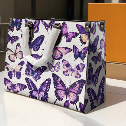 Butterfly Leather Bag Purple Butterfly Garden