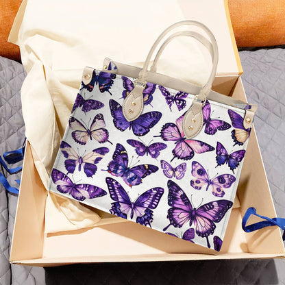 Butterfly Leather Bag Purple Butterfly Garden