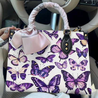 Butterfly Leather Bag Purple Butterfly Garden