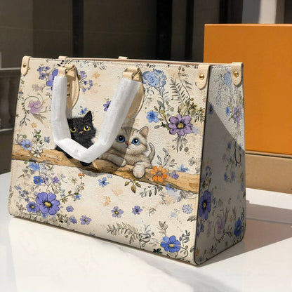 Leather Bag Cute Blossom Kittens
