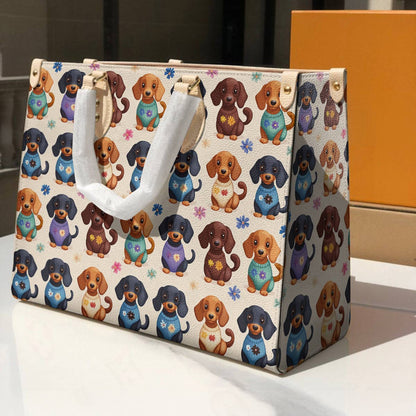 Leather Bag Dachshund Sweater Delight