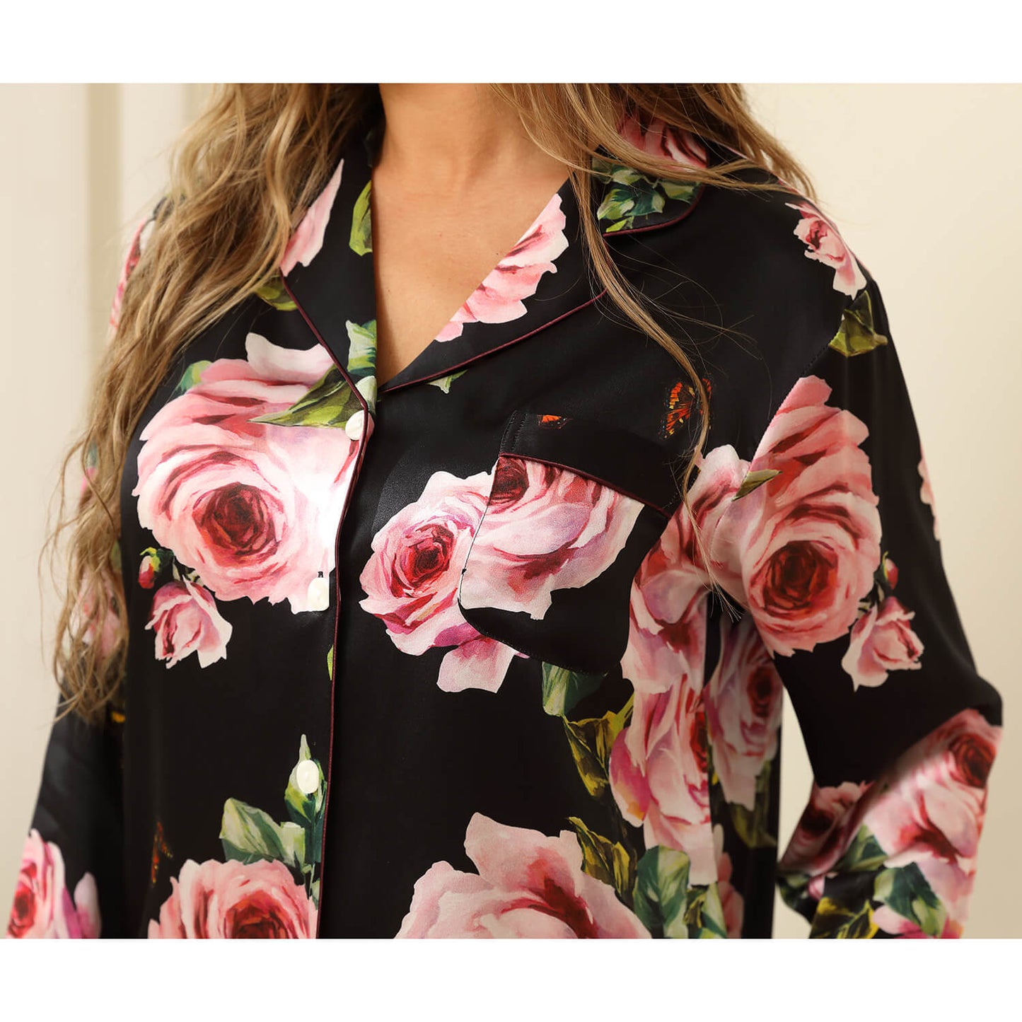 Floral Silk Pajama Set For Women Printed pure Silk nightwear