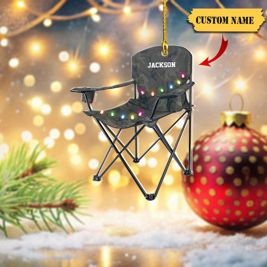 Folding Chair Ornament Travel Trailer Camping Christmas Ornament Family Ornaments for Christmas Tree Camping Xmas Ornament Acrylic Shaped Flat Ornaments, Ornament Decoration, Ornament For Gift, Ornament Christmas
