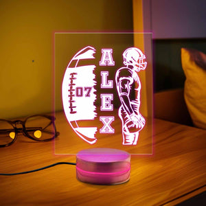 Personalized Football Player Night Lamp, Personalized Football Gift, Gift for Football player, Football Gift, Childrens Room Lamp, Room Lamp