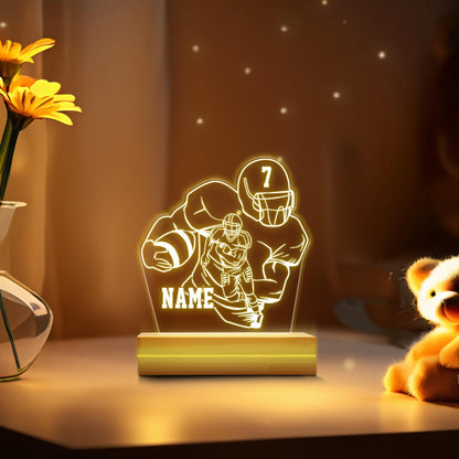 Personalized Football Player Night Lamp, Personalized Football Gift, Gift for Football player, Football Gift, Childrens Room Lamp, Room Lamp