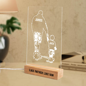 Personalized Father And Son Like Father Like Son Design Led Lights Heart Table Night Lamp Love Couple Anniversary Custom name Dad Son Gifts