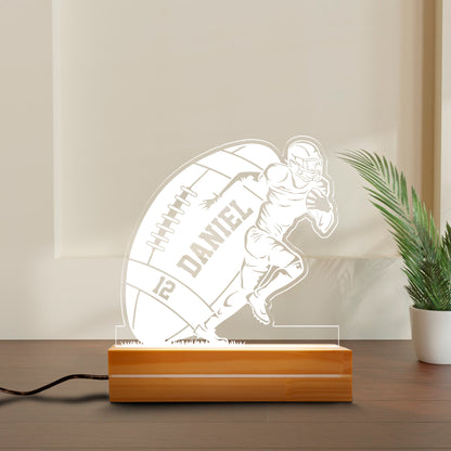 Football Personalized LED Night Light, Custom Gift for Fans, Sports Bedroom, Game Room Decor, Party Enhancer, Remote Control Included