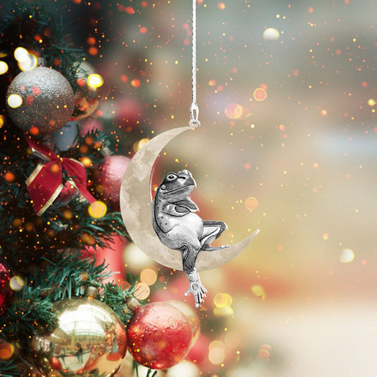 Frog Sits On The Moon Hanging Ornament, Animal Christmas Ornaments, Ornament Decoration, Ornament Christmas - TeeZworldVN