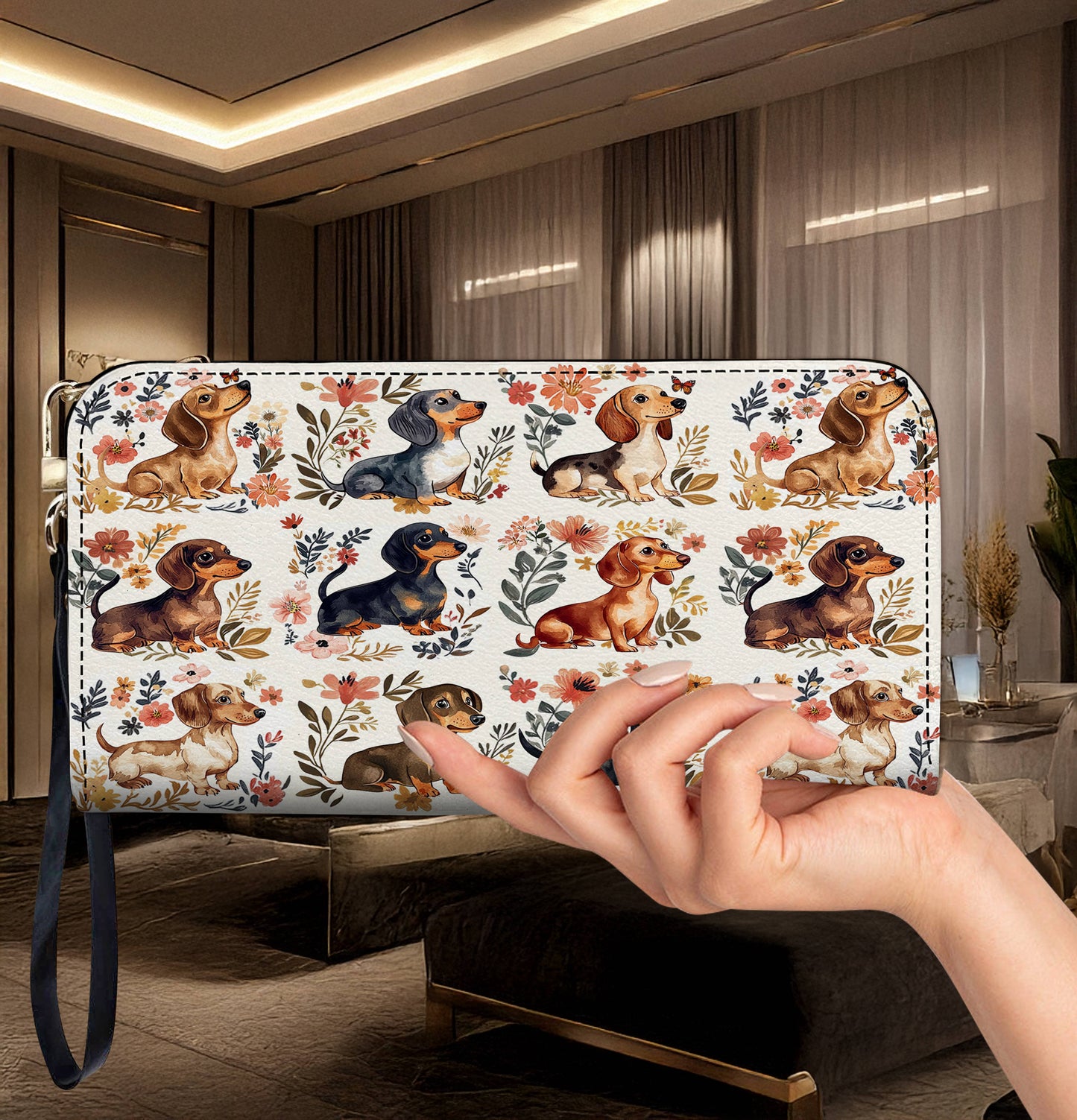 Dachshund Leather Bag Garden Escape