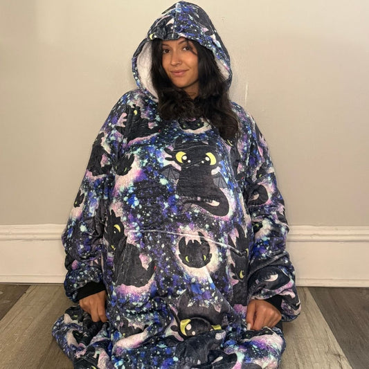 how to train your  Dragon Toothless Oversized wearable Blanket Hoodie Sherpa Hoodie for Adults & Kids