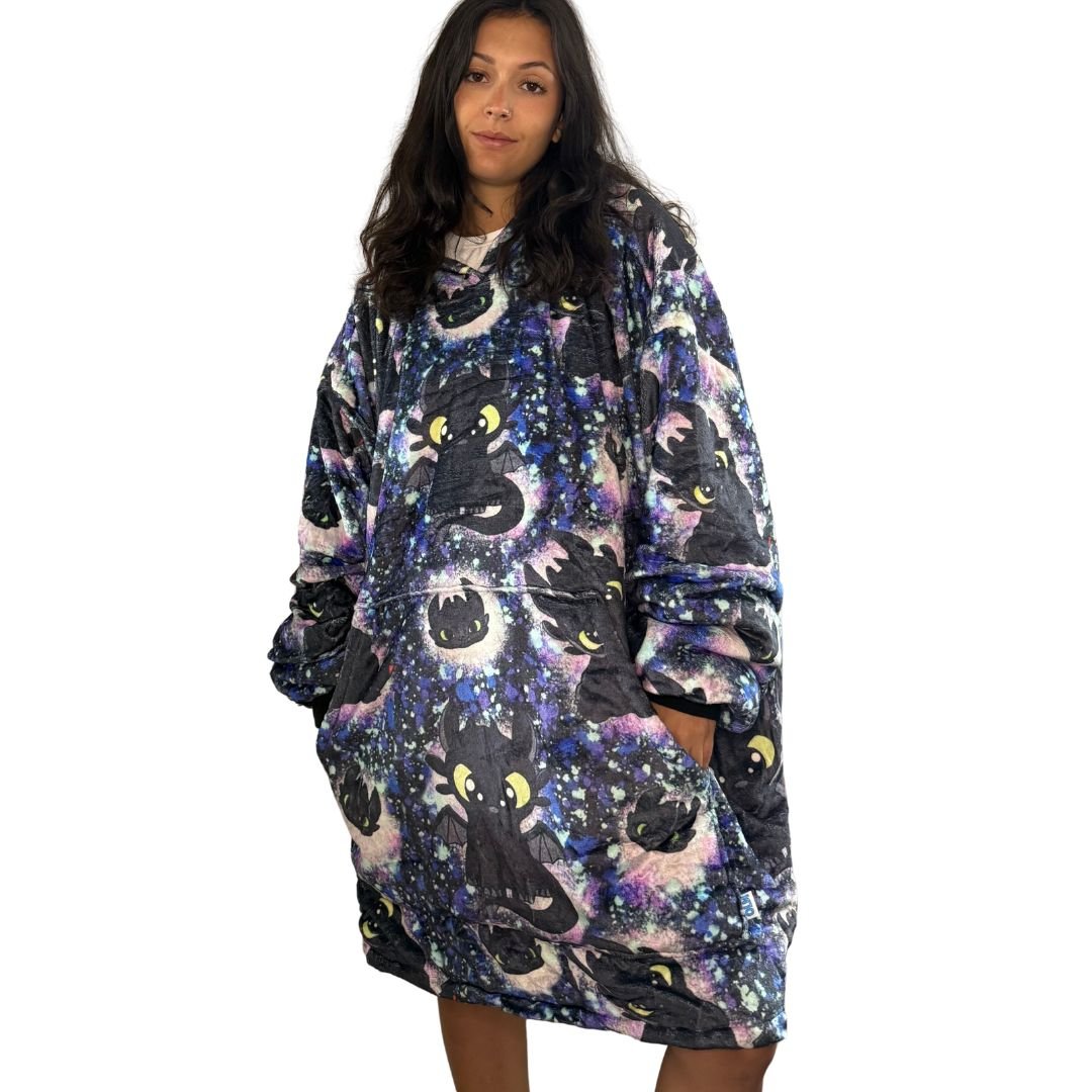 how to train your  Dragon Toothless Oversized wearable Blanket Hoodie Sherpa Hoodie for Adults & Kids