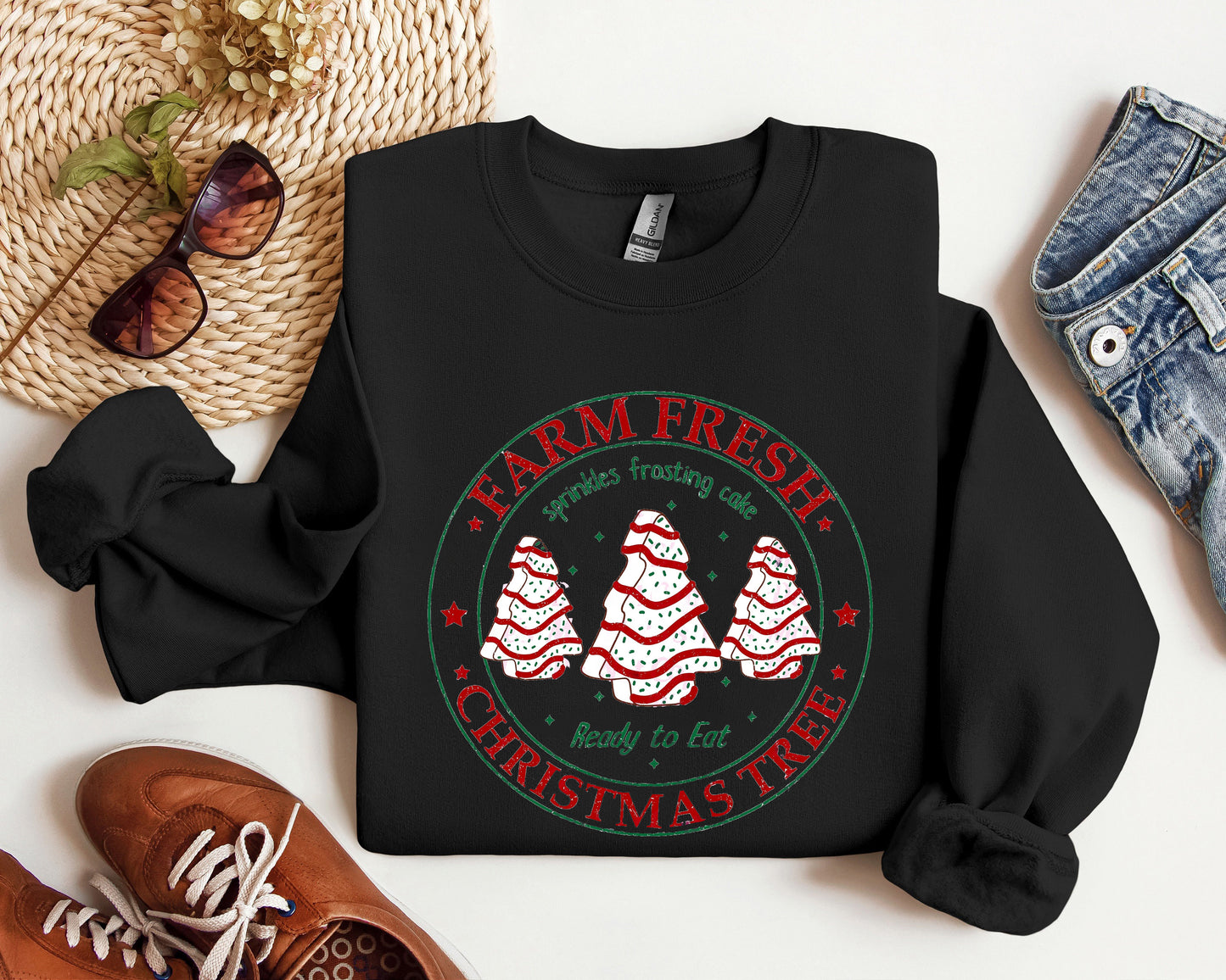 Farm Fresh Christmas Tree Cakes Sweatshirt, Christmas Tree Cake T-shirt, Farm Fresh Christmas Tree Cakes Christmas, Christmas Sweatshirt, Christmas Tree Farm Sweatshirt
