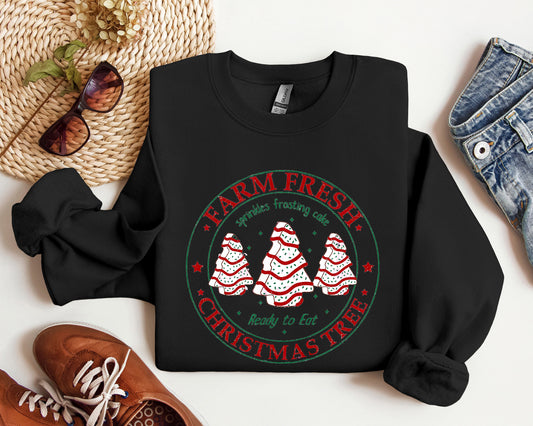 Farm Fresh Christmas Tree Cakes Sweatshirt, Christmas Tree Cake T-shirt, Farm Fresh Christmas Tree Cakes Christmas, Christmas Sweatshirt, Christmas Tree Farm Sweatshirt