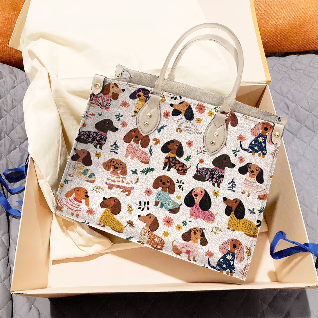 Dachshund Leather Bag Wagging In Bloom