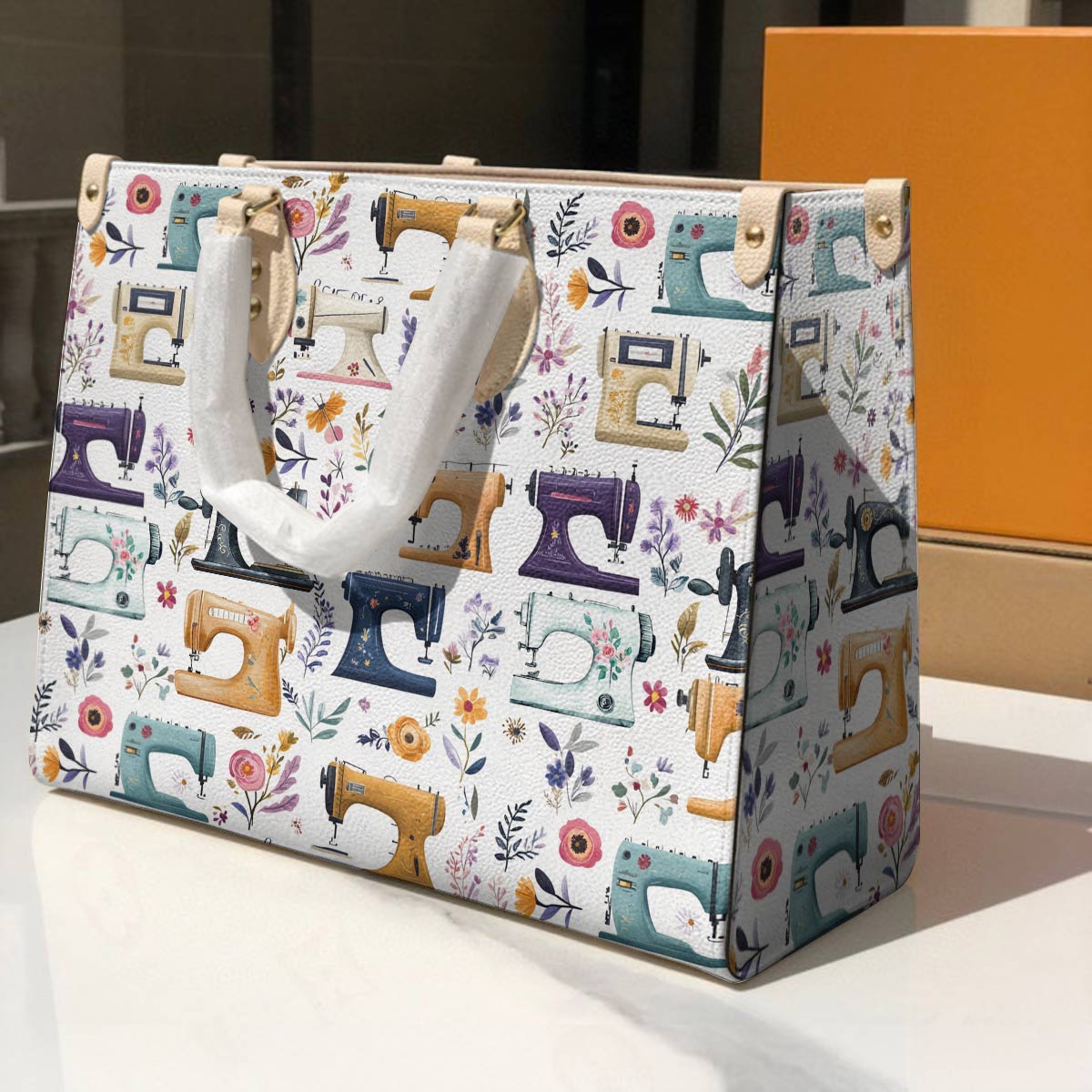 Leather Bag Floral Sewing Machines