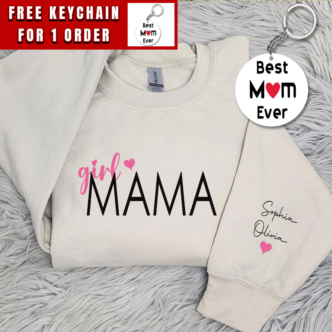 Personalized Girl Mama Sweatshirt, Custom Mom Of Girls Hoodie, New Mama Outfit, Baby Announcement Momma Clothing, Cute Birthday Mommy Gifts