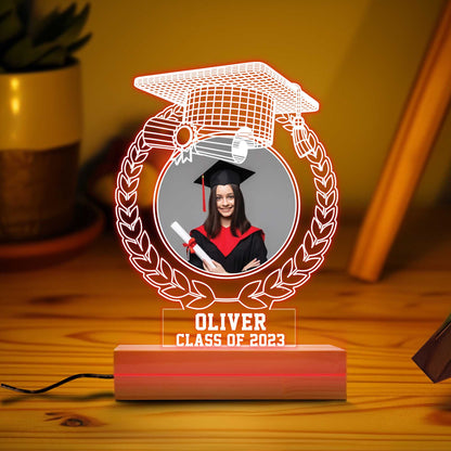 Personalized Photo Lamp Night Light, Custom Grad Gifts, Personalized Gifts, Bedroom Night Light, Class of 2023 Gift, PhD Graduation Gift