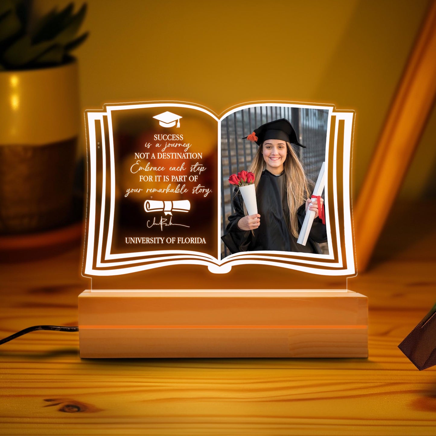 Personalized Photo Lamp Night Light, Custom Grad Gifts, Personalized Gifts, Bedroom Night Light, Class of 2023 Gift, PhD Graduation Gift