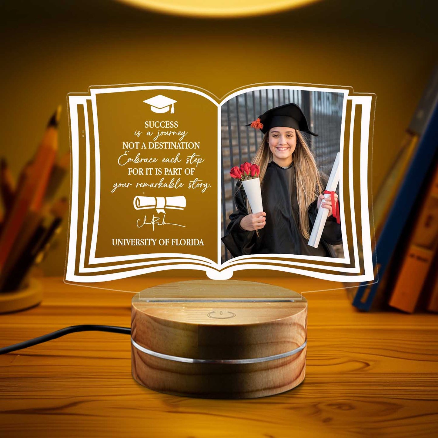 Personalized Photo Lamp Night Light, Custom Grad Gifts, Personalized Gifts, Bedroom Night Light, Class of 2023 Gift, PhD Graduation Gift