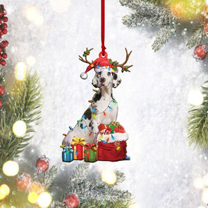 Great Dane Christmas Lights Shape Ornament, Ornament Decoration, Ornament Christmas - TeeZworldVN