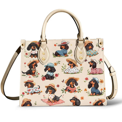 Dachshund Leather Bag Picnic Doxies