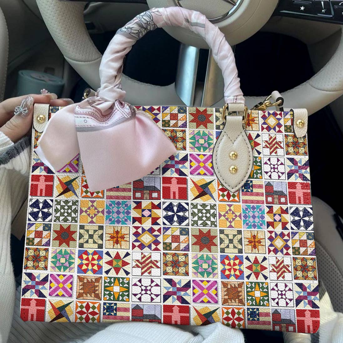 Leather Bag Beautiful Quilt Block Symphony